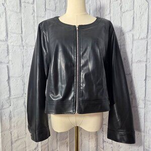 Torrid 3 (3X) Black Faux Leather Full Zip Short Cropped Biker Moto Jacket